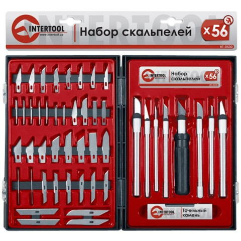 Набор скальпелей 56ед. в пластиковом футляре INTERTOOL HT-0530