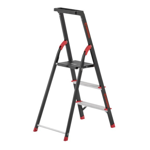 Стремянка 3 ступени, лоток для инвентаря, стальной профиль, высота верхней ступени 630мм, 409х667х1132мм, 150кг INTERTOOL LT-0053