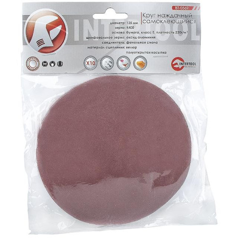 Круг наждачный самоклеющийся INTERTOOL BT-0569