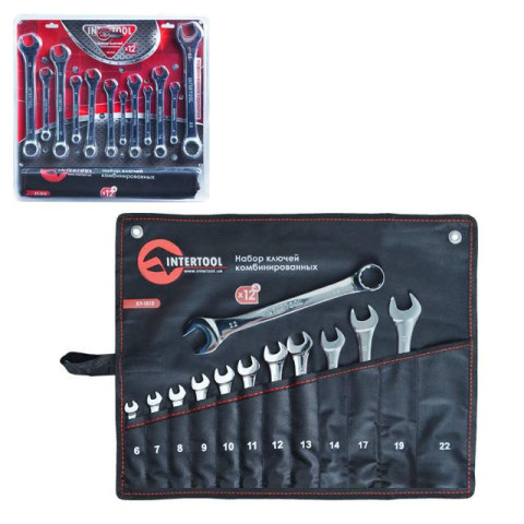 Набор комбинированных ключей в чeхле PROF DIN3113 INTERTOOL XT-1512