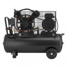 Компрессор 50 л, 3 кВт, 220 В, 10 атм, 500 л/мин, 2 цилиндра INTERTOOL PT-0016