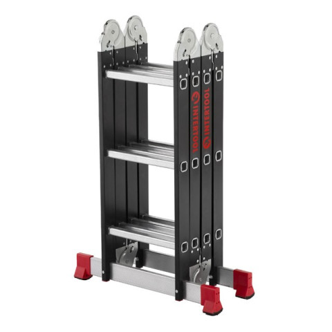 Лестница мультифункциональная трансформер 4х3ступени, стальной профиль, 3380мм, 150 кг INTERTOOL LT-0023