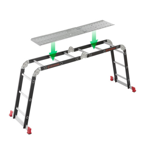 Лестница мультифункциональная трансформер 4х3ступени, стальной профиль, 3380мм, 150 кг INTERTOOL LT-0023