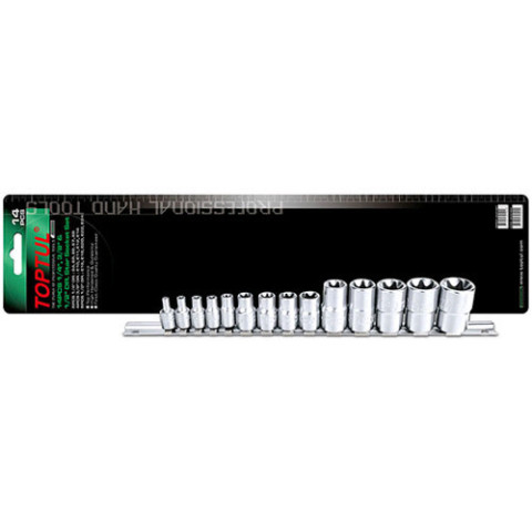 Набор головок TORX на планке TOPTUL 1/4"-1/2" E4-E24 14ед. GAAR1402