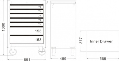 Тележка инструментальная 7 секций (красная)