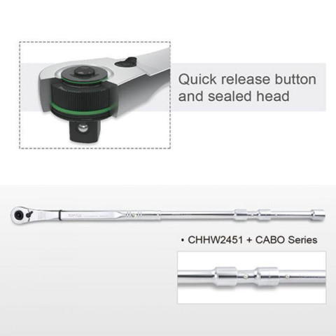 Трещотка с храповым механизмом 3/4" 510мм TOPTUL 120 зубцов CHHW2451