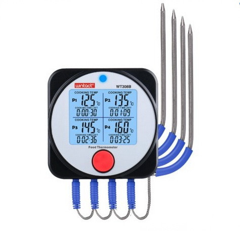 Термометр пищевой электронный 4-х канальный Bluetooth, -40-300°C WINTACT WT308B