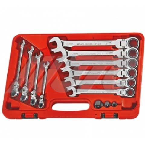 Набор рожково-накидных ключей с трещоткой шарнирных 13ед