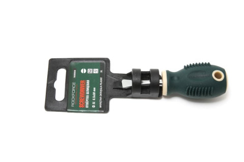 Отвертка шлицевая магнитная "Profi" S2 SL6.5х38мм, на пластиковом держателе ROCKFORCE RF-70365038