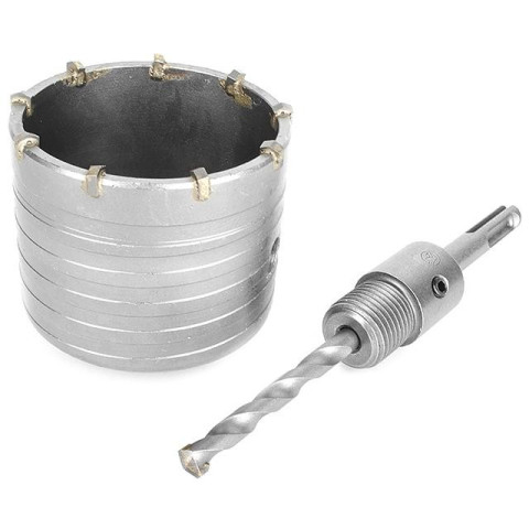 Комплект: сверло корончатое по бетону 75мм+Переходник SDS Plus 100мм INTERTOOL SD-7075