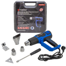 Фен промышленный электрический с насадками (220В,50/60Гц,2000Вт, 60/350/600С°, 50/300/500л/мин,3 режима,класс защиты-двойная изоляция) в кейсе Forsage F-HG70-2000LED