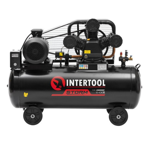 Компрессор 200 л, 7,5 кВт, 380 В, 10 атм, 1050 л/мин. 3 цилиндра INTERTOOL PT-0040