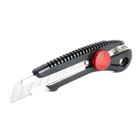 Нож с металлической направляющей под лезвие с винтовым фиксатором INTERTOOL HT-0502