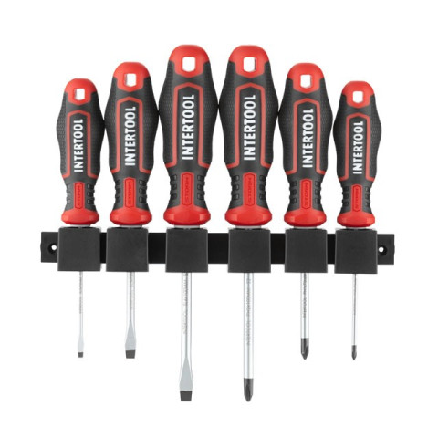 Набор отверток 6 ед ( SL3.0*75мм, SL5.0*75мм, SL6.0*100мм, PH0*75мм, PH1*75мм, PH2*100мм), STORM INTERTOOL VT-3436