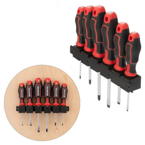 Набор отверток 6 ед ( SL3.0*75мм, SL5.0*75мм, SL6.0*100мм, PH0*75мм, PH1*75мм, PH2*100мм), STORM INTERTOOL VT-3436