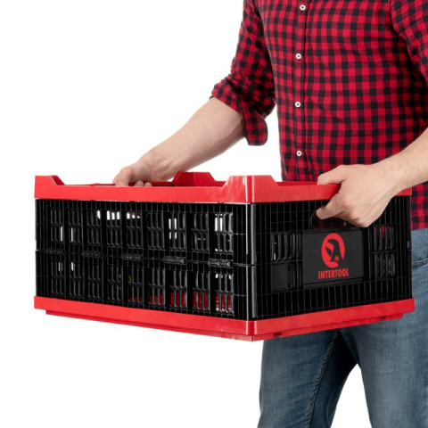 Ящик складной, пластиковый, загрузка 30 кг, 47 л., 600*400*260 мм, материал 100% первичный пищевой ПЭ INTERTOOL BX-6426