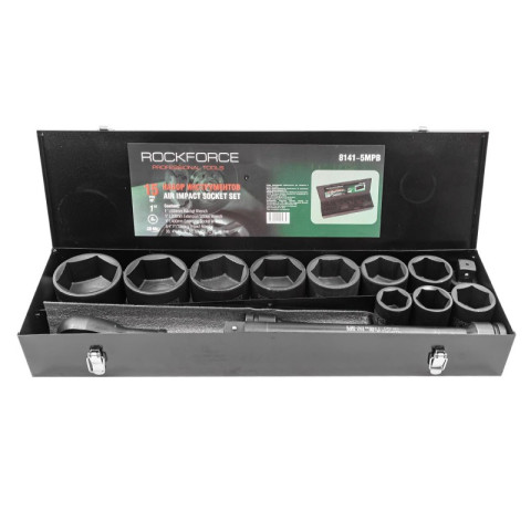 Набор инструментов ударных,15 предметов 1" 6гр.(36,41,46,50,55,60,65,70,75,80мм),в метал. кейсе ROCKFORCE RF-8141-5MPB