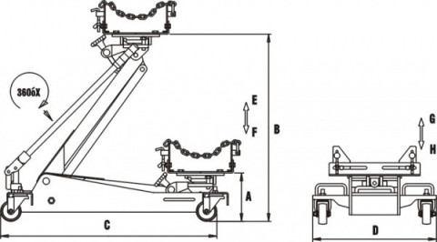 Домкрат подкатной для ДВС и КПП 1т
