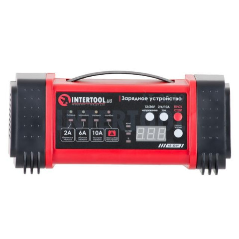Зарядное устройство 12/24В, 2/6/10А, 2/6A, 230В, дисплей INTERTOOL AT-3019