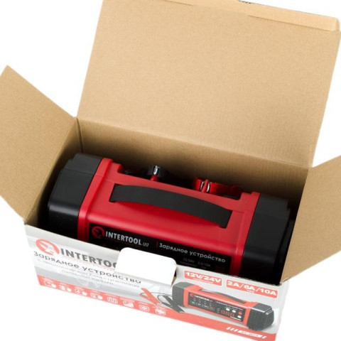 Зарядное устройство 12/24В, 2/6/10А, 2/6A, 230В, дисплей INTERTOOL AT-3019