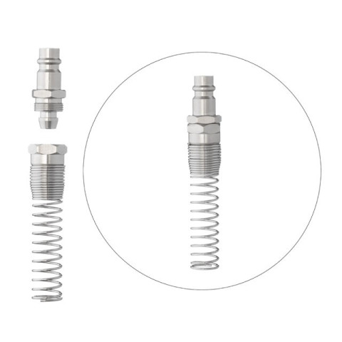Переходник с пружиной со спирального или прямого шланга 8х12 мм на ответную часть быстроразъемного соединения INTERTOOL PT-1837