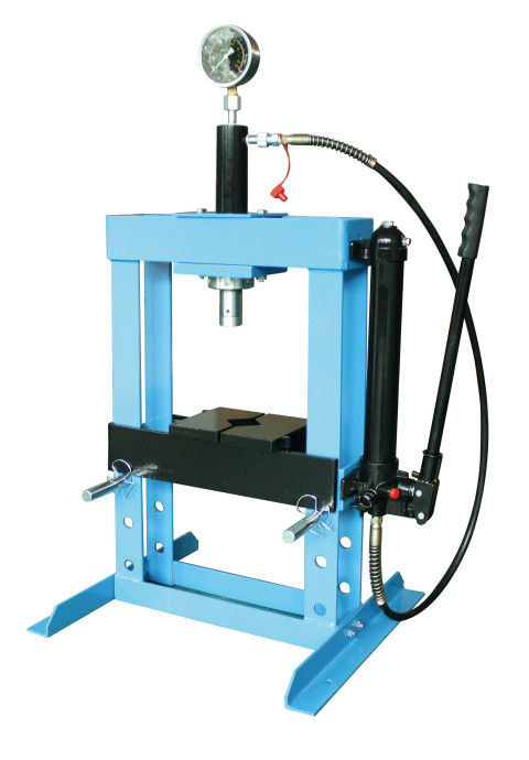 Пресс гидравлический 10 т низкий, с насосом и гидропоршнем с манометром (ход 175 мм) (код UNY10003)