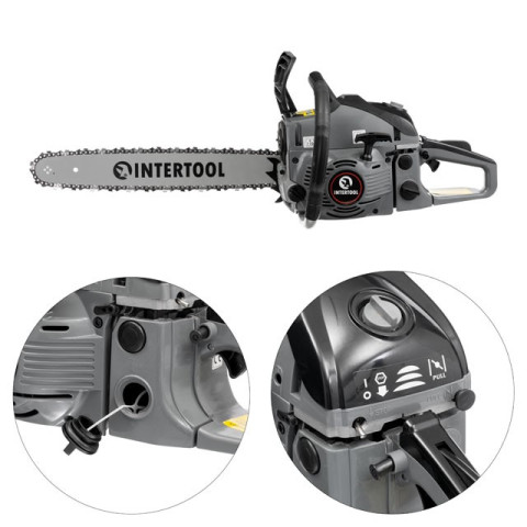 Бензопила (мотопила) цепная 2.2 кВт., 52 см3, шина 45 см., 3200 об/мин INTERTOOL DT-2208