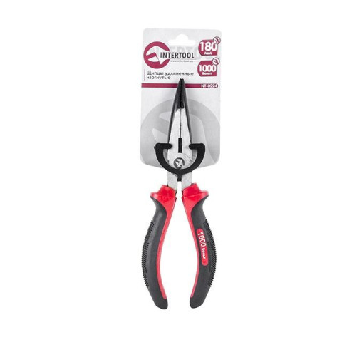 Щипцы удлиненные изогнутые 180 мм с изолированными рукоятками до 1000В INTERTOOL NT-0224