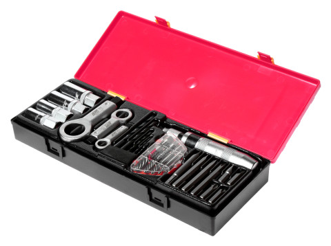 Набор для демонтажа крепежных элементов с поврежденной резьбой 26ед.