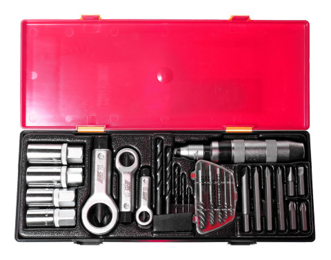 Набор для демонтажа крепежных элементов с поврежденной резьбой 26ед.