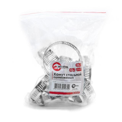 Хомут стальной оцинкованный 12,7 мм D 27-51 мм INTERTOOL TC-0127
