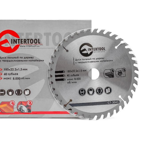 Диск пильный по дереву с твердосплавными напайками INTERTOOL CT-3043