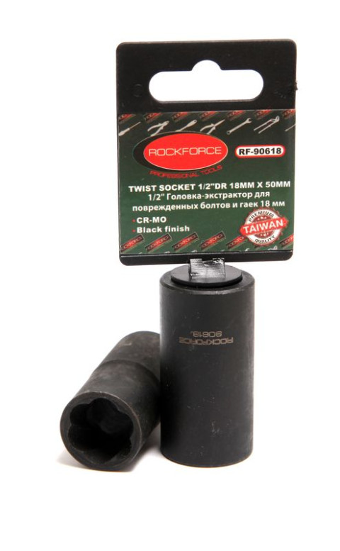 Головка-экстрактор для поврежденных болтов/гаек 14ммх50мм, 1/2",на пластиковом держателе ROCKFORCE RF-90614