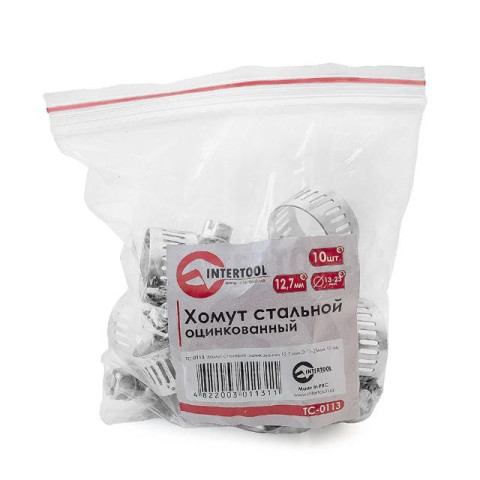 Хомут стальной оцинкованный 12,7 мм D 13-23 мм INTERTOOL TC-0113