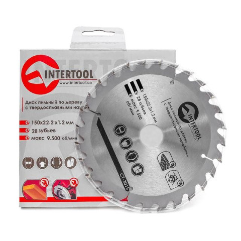 Диск пильный по дереву с твердосплавными напайками INTERTOOL CT-3015