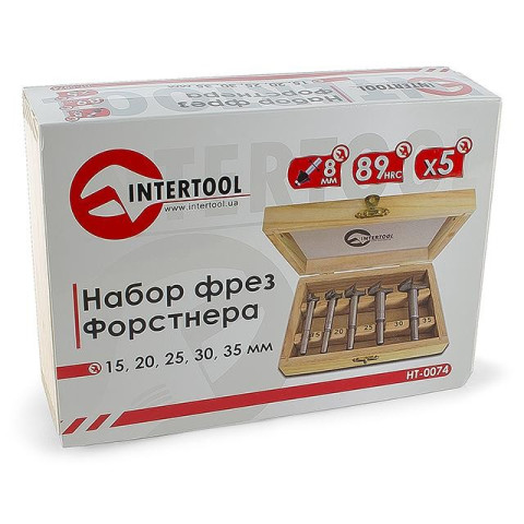 Набор фрез Форстнера в деревянном кейсе INTERTOOL HT-0074