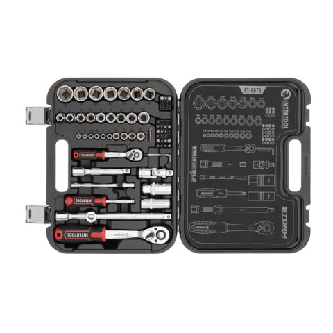 Набор инструментов 1/2" & 1/4", 73ед., Cr-V INTERTOOL ET-8073