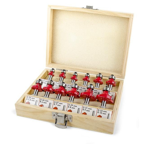 Набор фрез калевочных в деревянном кейсе INTERTOOL HT-0077