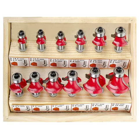 Набор фрез калевочных в деревянном кейсе INTERTOOL HT-0077