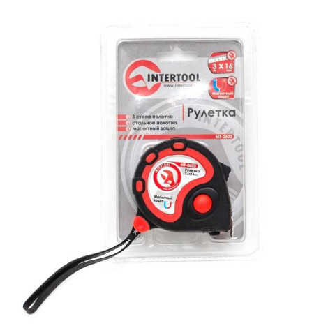 Рулетка стальная с фиксатором 3м INTERTOOL MT-0603