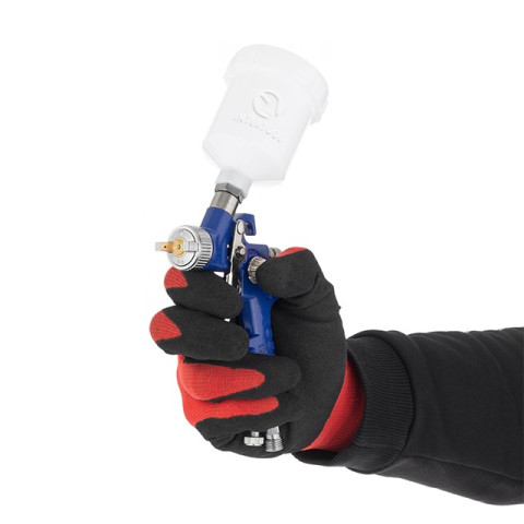 Набор из 3-х краскопультов HVLP, 0,8мм, 1,3мм, 1,7мм, регулятор давления, два пластиковых и один металлический бачок INTERTOOL PT-1505