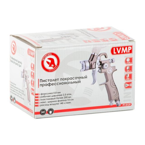 Краскопульт пневматический LVMP MINI, верхний пластиковый бачок INTERTOOL PT-0129