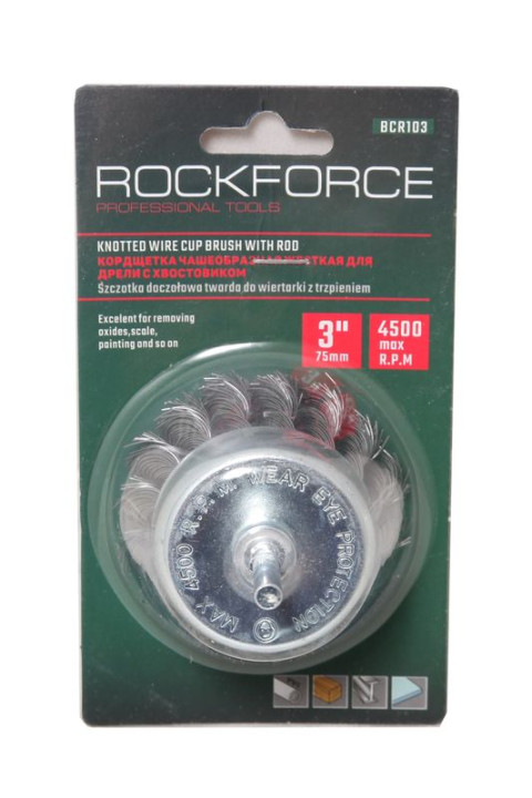 Кордщетка чашеобразная стальная витая для дрели 75мм, в блистере