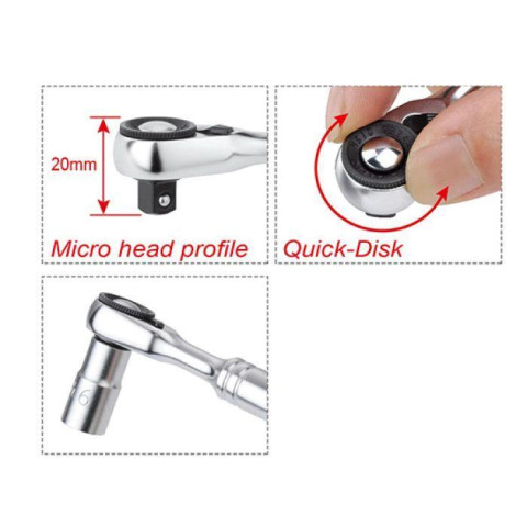 Трещотка мини 1/4" TOPTUL 60 зубцов, быстрый диск CHDU0801