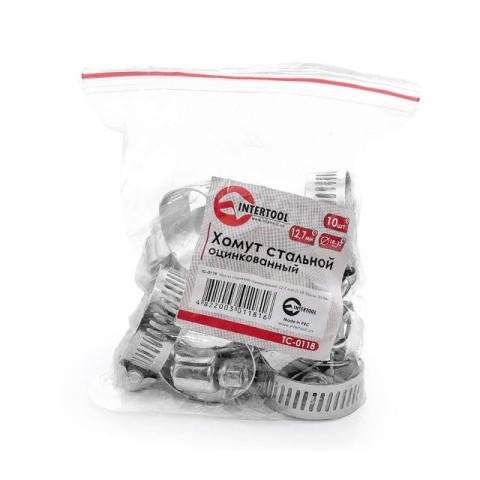 Хомут стальной оцинкованный 12,7 мм D 18-32 мм INTERTOOL TC-0118