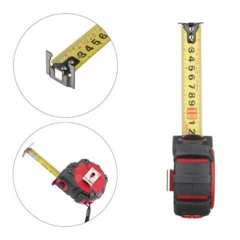 Рулетка с металлическим полотном, 8м*25мм, двухстороняя шкала, нейлоновое покрытие, двухсторонный зацеп с магнитом, автостоп полотна STORM INTERTOOL MT-0848