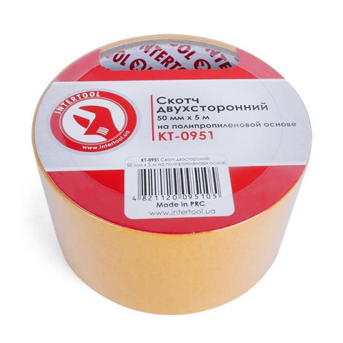 Скотч двухсторонний 50 мм*5 м на полипропиленовой основе INTERTOOL KT-0951