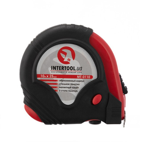 Рулетка с металлическим полотном 10м INTERTOOL MT-0110
