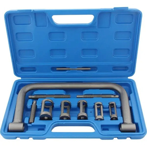 Рассухариватель клапанов струбцинного типа 10 предметов, (сменные толкатели: 16, 19, 23, 25, 30мм), в кейсе ROCKFORCE RF-62110