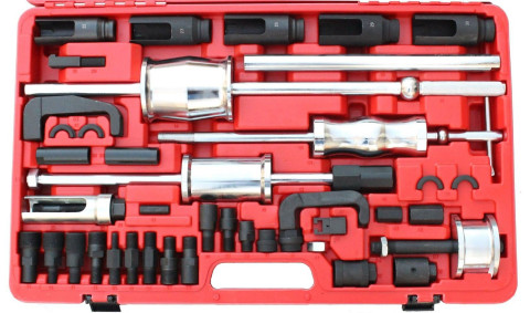Комплект для снятия дизельных форсунок с обратными молотками, головками и резьбовыми адаптерами (головки для форсунок: 25, 27, 28, 29, 30мм), в кейсе Forsage F-941G5